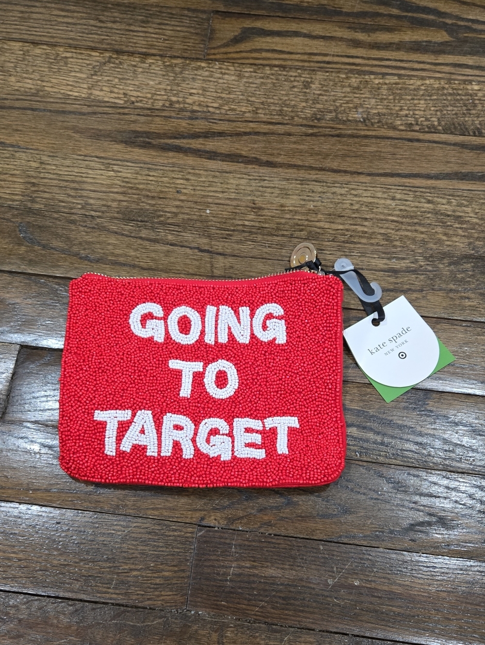 Kate Spade x Target Going to Target Red Beaded Zip Pouch clutch NWT